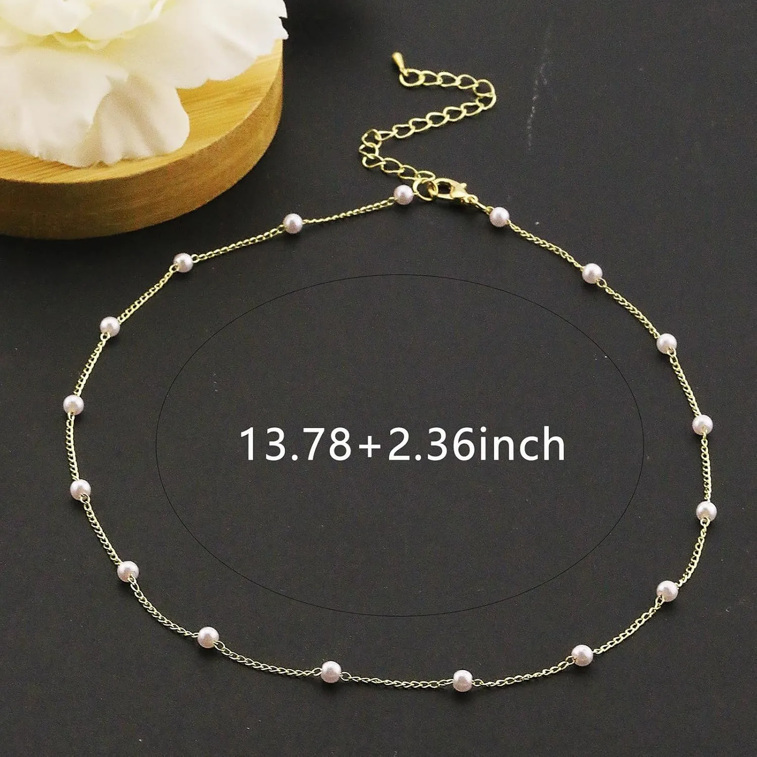 Gold Pearl Necklaces for Women 18K Gold Plated Pearl Necklaces Minimalist Fresh Water Pearl Necklace Dainty White Pearl Choker Pendant Accessories Jewelry