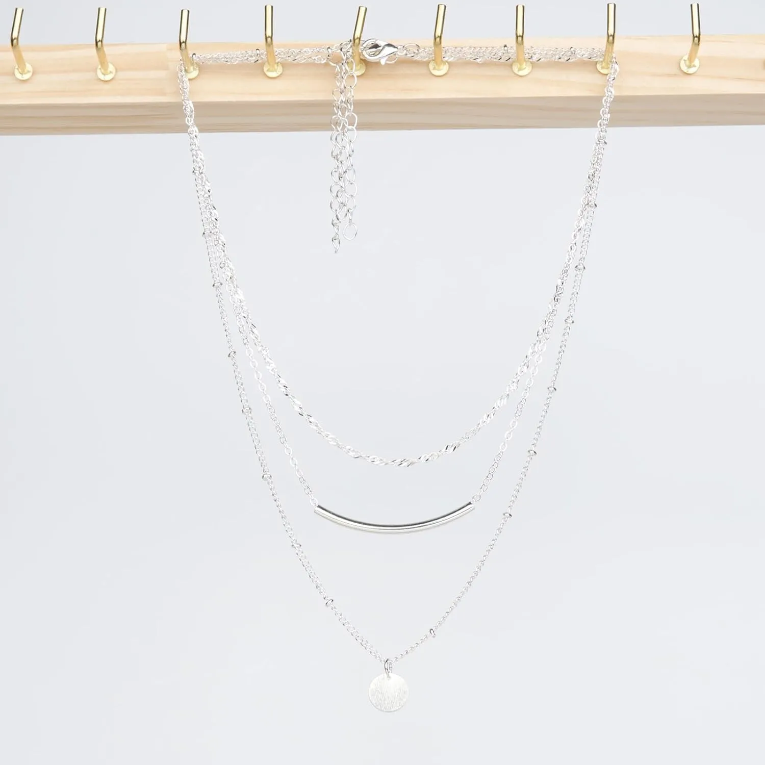 Gold&Silver Necklaces for Women Stackable Trendy Choker Chain Sets Hoop Disc Pendant Necklaces Fashion Jewelry Gift for Women