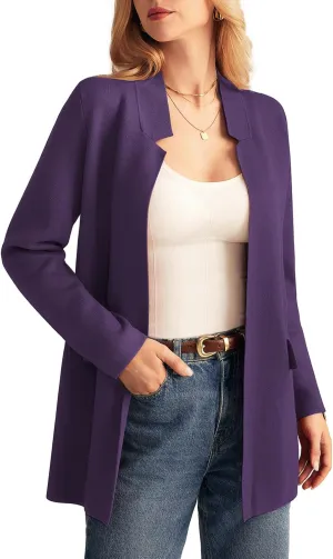 GRACE KARIN Women's 2025 Long Sleeve Knit Cardigan Coat Open Front Notch Collar Sweater Blazer Coatigan Jackets