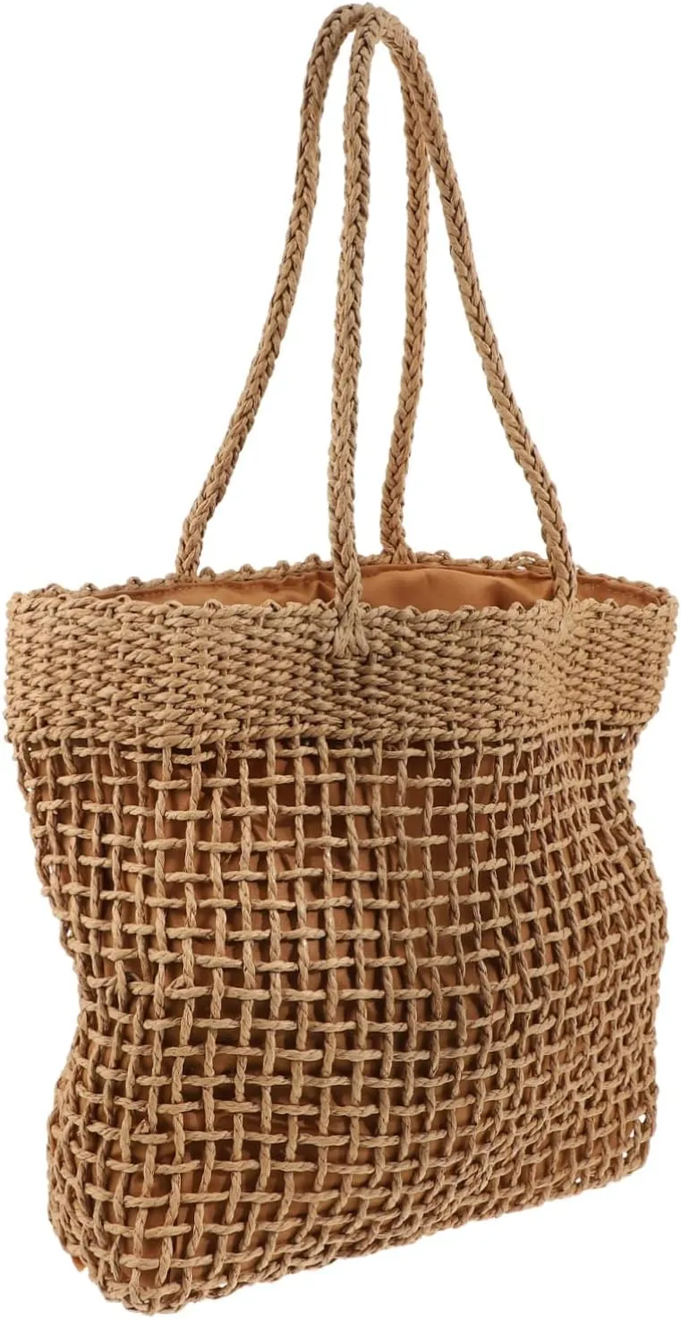 Handbag Weaving Shoulder Bag Portable Bag for Women Stylish Pouch Shopping Handbag Rattan Bucket Pouch