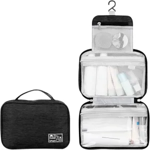 Hanging Travel Toiletry Bag for Men,10" X 6.5" Makeup Bag Organizer,Large Capacity Portable Foldable Toiletries Travel Bag with Compartment,Waterproof Travel Cosmetic Bag,Travel Accessories