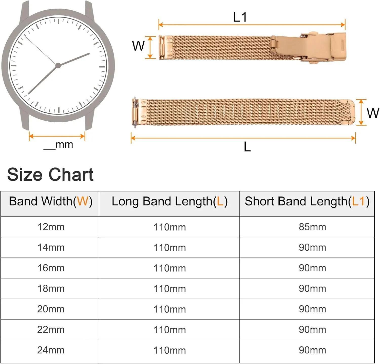 HARFINGTON Stainless Steel Mesh Watch Band Quick Release Metal Watch Strap Adjustable Fold Clasp Replacement Bands for Men Women