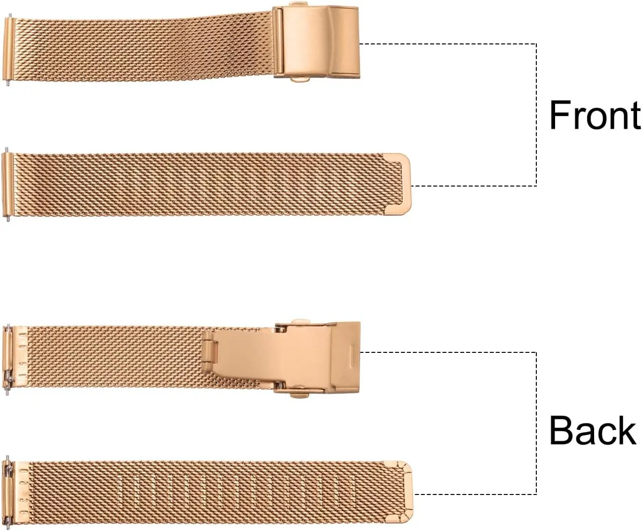 HARFINGTON Stainless Steel Mesh Watch Band Quick Release Metal Watch Strap Adjustable Fold Clasp Replacement Bands for Men Women