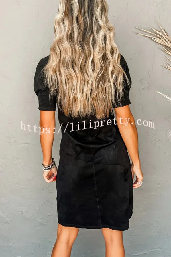 Here with You Suede Fabric Relaxed Mini Dress