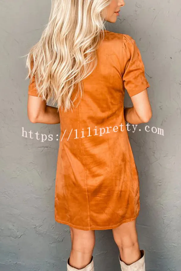 Here with You Suede Fabric Relaxed Mini Dress