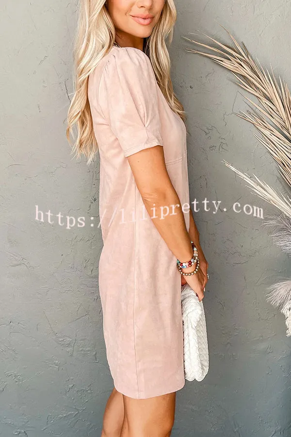Here with You Suede Fabric Relaxed Mini Dress