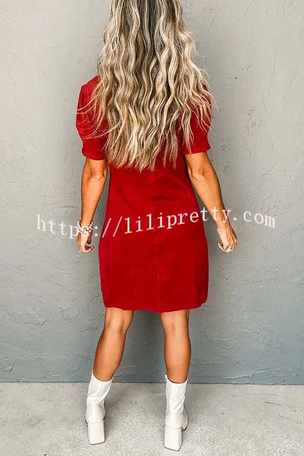 Here with You Suede Fabric Relaxed Mini Dress