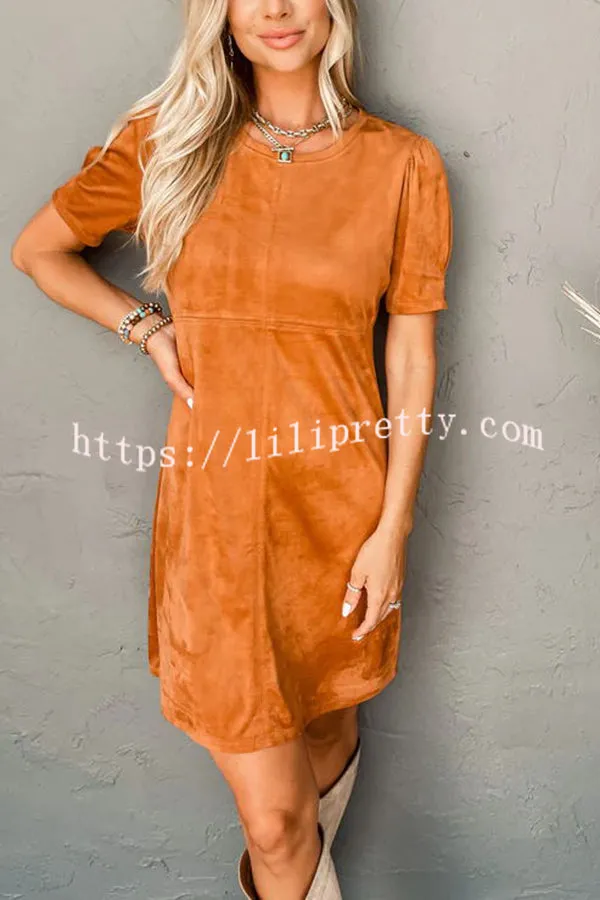 Here with You Suede Fabric Relaxed Mini Dress