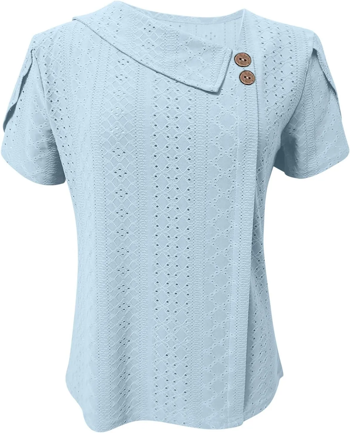 HGps8w Skew V Neck Tops for Women Summer Loose Short Sleeve Blouses 2025 Casual Solid Ladies Cute Going Out T-Shirts