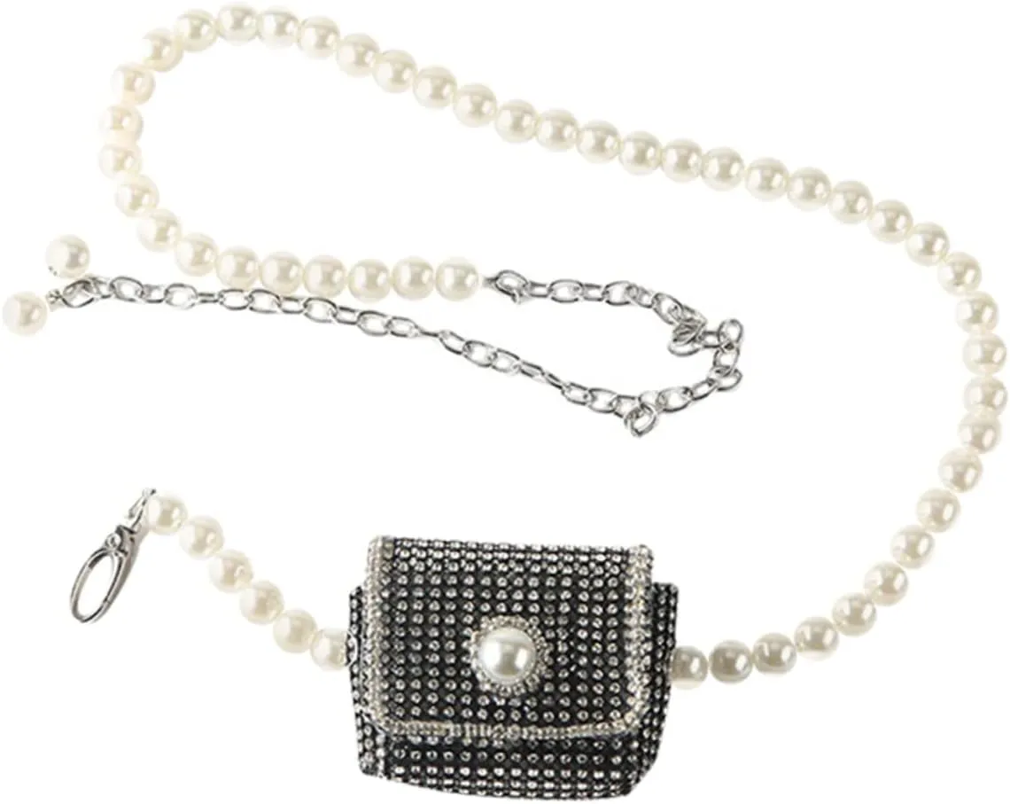 Homoyoyo Lady's Pearl Belt Purse Stylish Chain Bag for Women Fashionable Belt Pouch Mini Pouch for Women Lady Bag