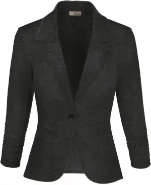 Hybrid & Company Women's Lightweight Casual Work Office Stretch Ponte Cardigan Blazer Jacket Made in USA