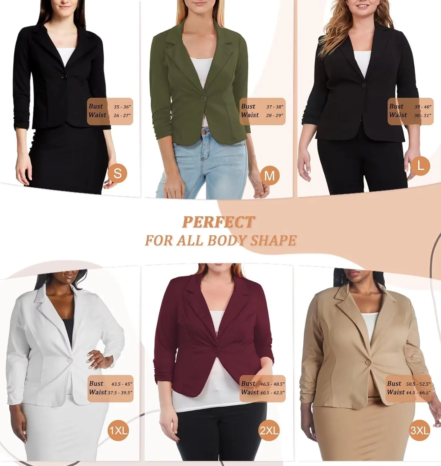 Hybrid & Company Women's Lightweight Casual Work Office Stretch Ponte Cardigan Blazer Jacket Made in USA
