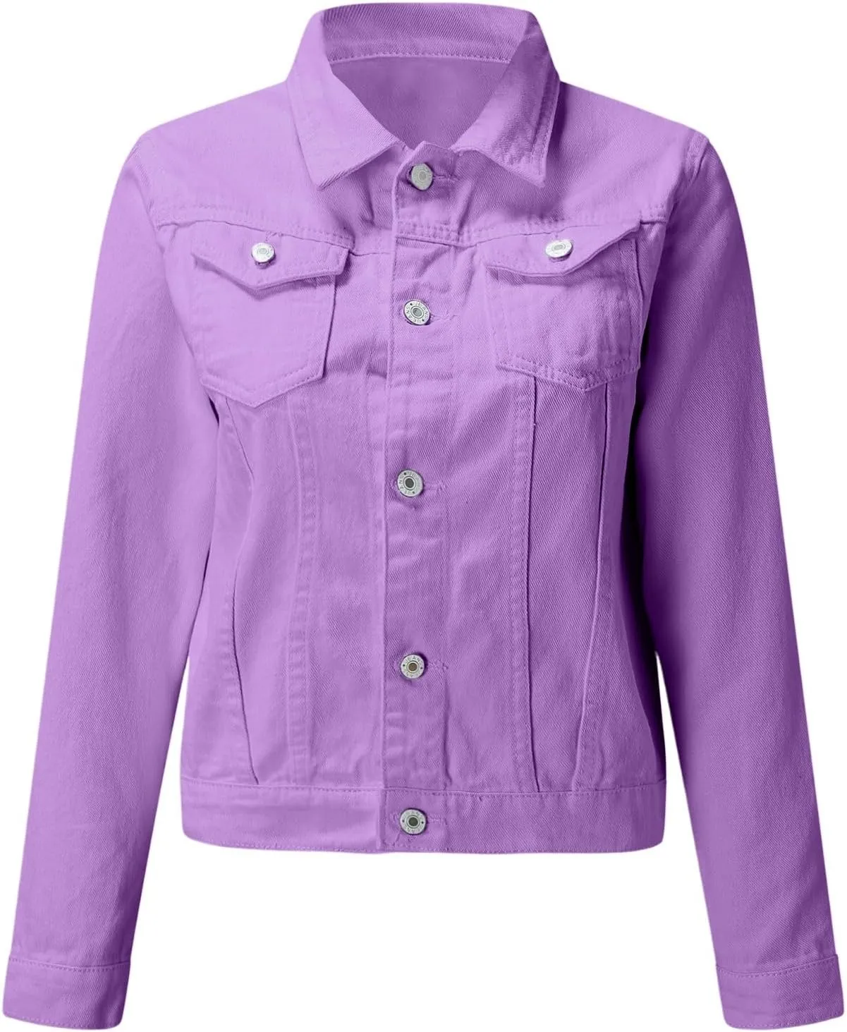 Jean Jacket Women Casual Long Sleeve Button Down Lapel Cropped Denim Top Lightweight Candy Color Plus Size Blazer