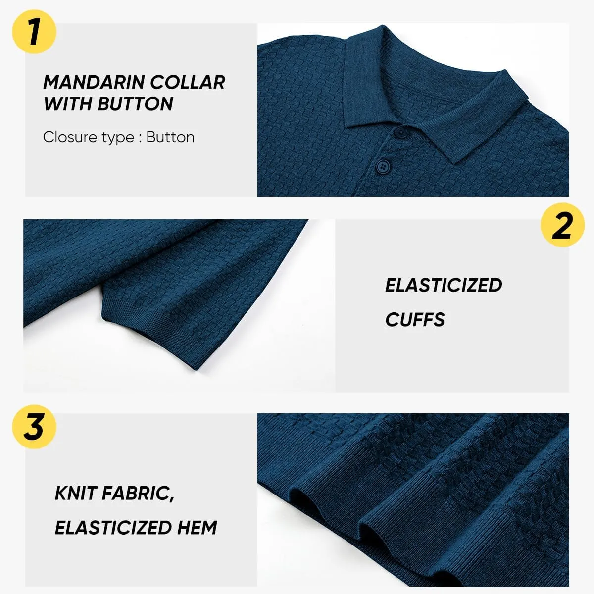 JMIERR Mens Knit Polo Shirts Classic Button Basic Textured T Shirts Casual Slim Fit Short Sleeve Summer Golf Tee Shirt