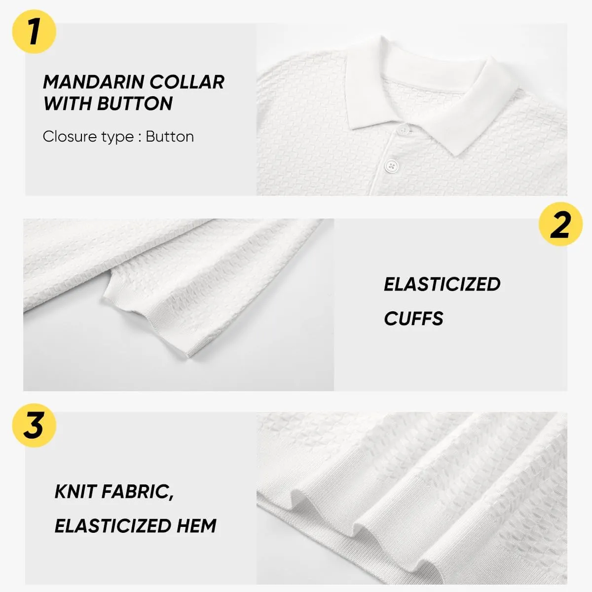 JMIERR Mens Knit Polo Shirts Classic Button Basic Textured T Shirts Casual Slim Fit Short Sleeve Summer Golf Tee Shirt