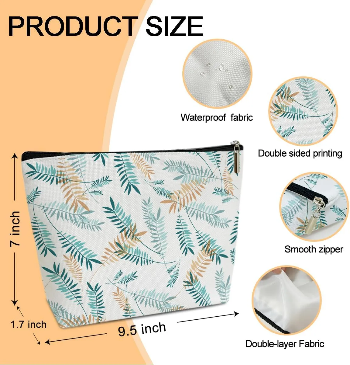 JRM620 Green Boho Makeup Pouch - Aesthetic Travel Skincare Bag with Cosmetic Accessories