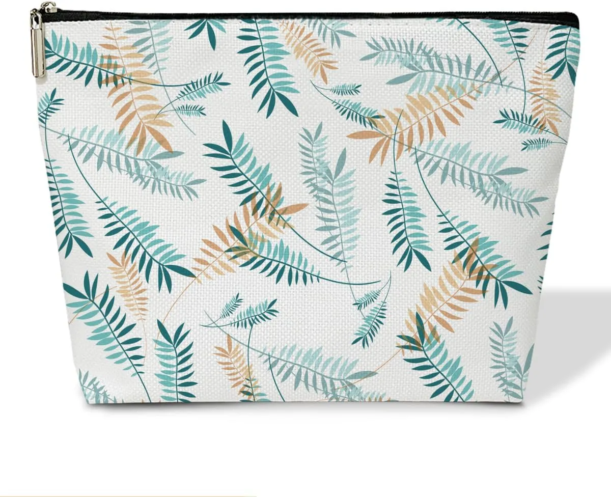 JRM620 Green Boho Makeup Pouch - Aesthetic Travel Skincare Bag with Cosmetic Accessories