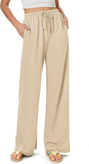 keriffe Summer Outfits Flowy Palazzo Pants for Women 2025 High Waisted Wide Leg Beach Casual Vacation Pants Trousers Pockets