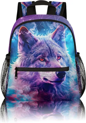 Kids Backpack for Boys Wolf Cute Animal Boys School Backpacks Teens, Kindergarten Elementary Kids Toddler Bookbag Mochilas Escolares Para Nias 12in Mini Preschool Cute Starry Sky Travel Backpack