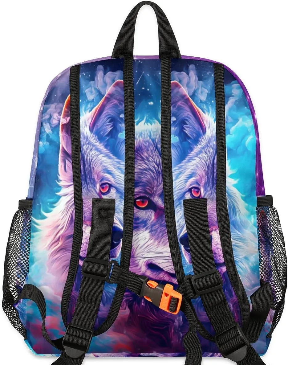 Kids Backpack for Boys Wolf Cute Animal Boys School Backpacks Teens, Kindergarten Elementary Kids Toddler Bookbag Mochilas Escolares Para Nias 12in Mini Preschool Cute Starry Sky Travel Backpack