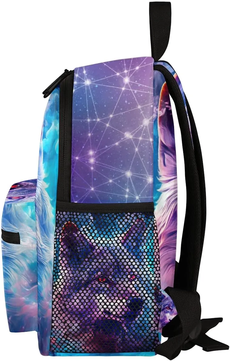 Kids Backpack for Boys Wolf Cute Animal Boys School Backpacks Teens, Kindergarten Elementary Kids Toddler Bookbag Mochilas Escolares Para Nias 12in Mini Preschool Cute Starry Sky Travel Backpack