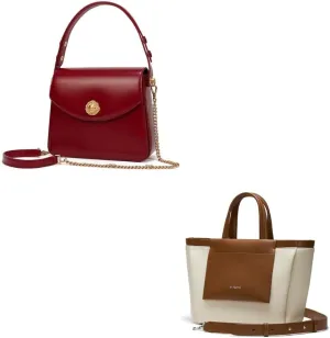 LA FESTIN Leather Top Handle Satchel Purse for Women Crossbody Bags Small Shoulder Purse Square Handbag with Adjustable Strap