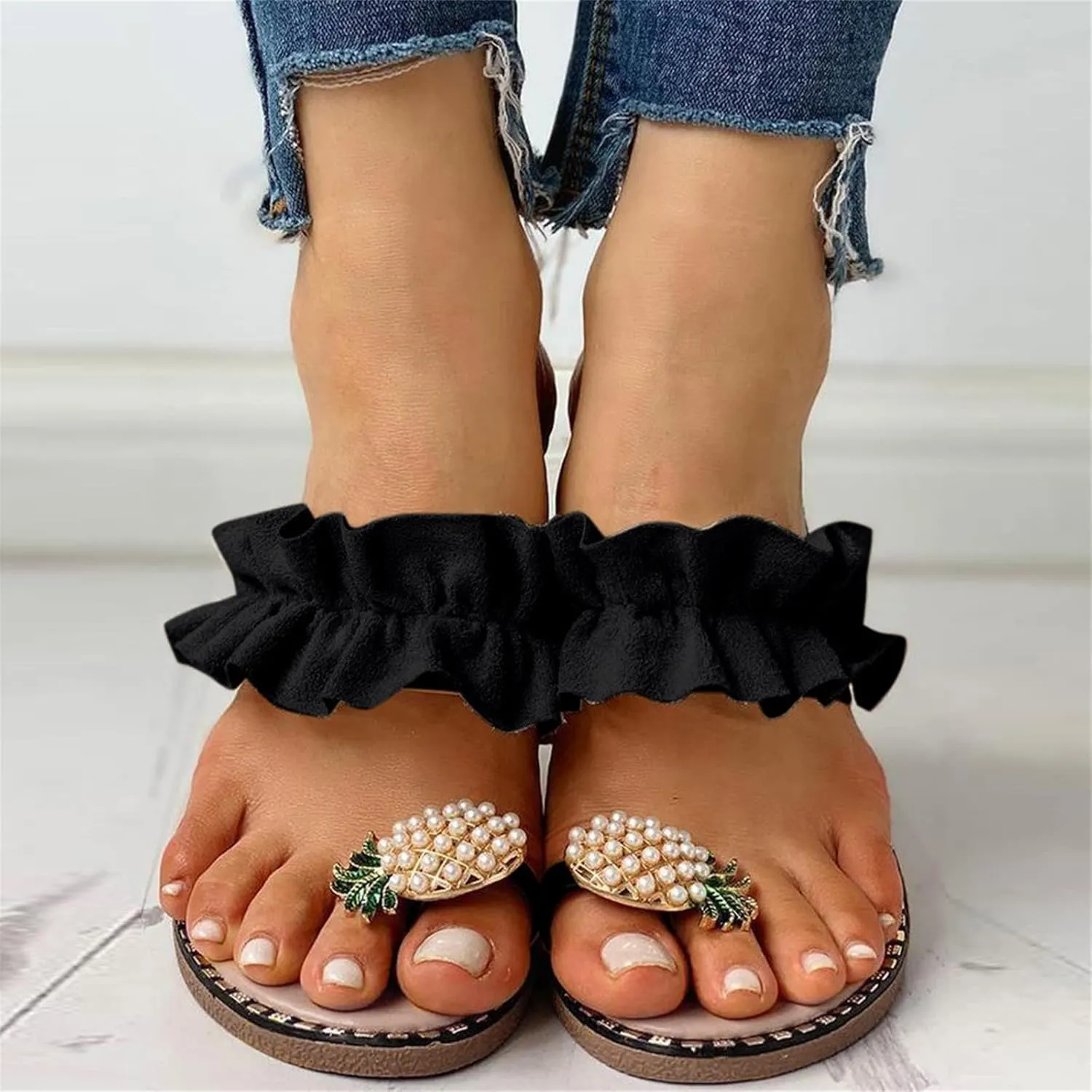 Ladmiple Cute Sandals for Women Arch Support Anti-Slip Slippers Breathable Platform Sandal Beach Roman Flip Flop Shoes