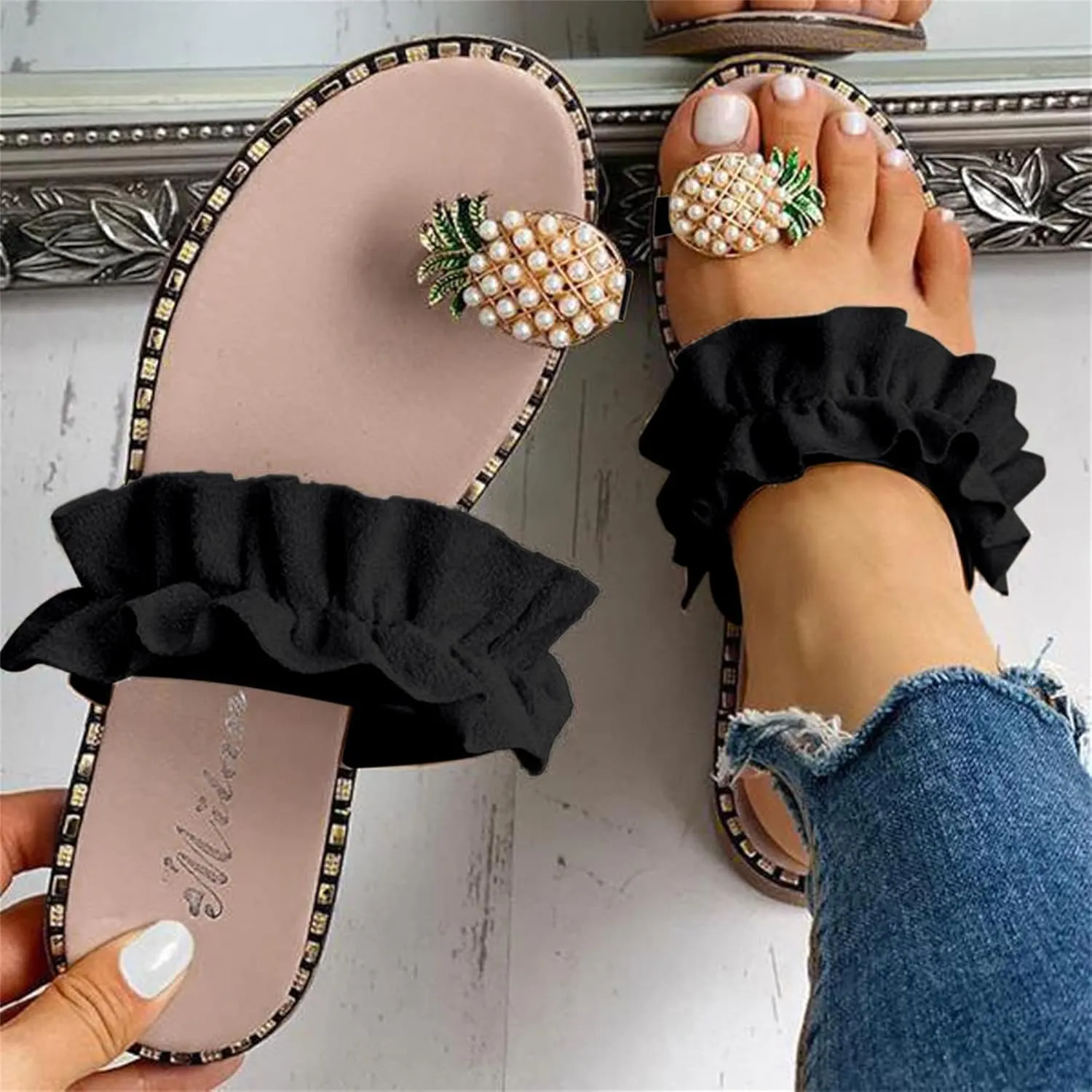 Ladmiple Cute Sandals for Women Arch Support Anti-Slip Slippers Breathable Platform Sandal Beach Roman Flip Flop Shoes
