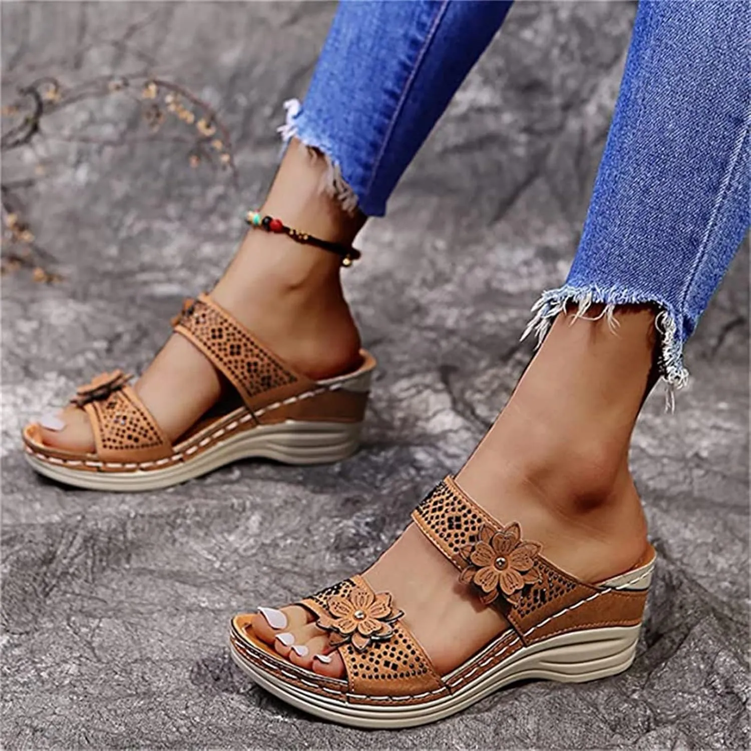 Ladmiple Sandals for Women Casual Summer Womens Orthopedic Sandal Arch Support Roman Open Toe Flip Flops Dressy Shoes