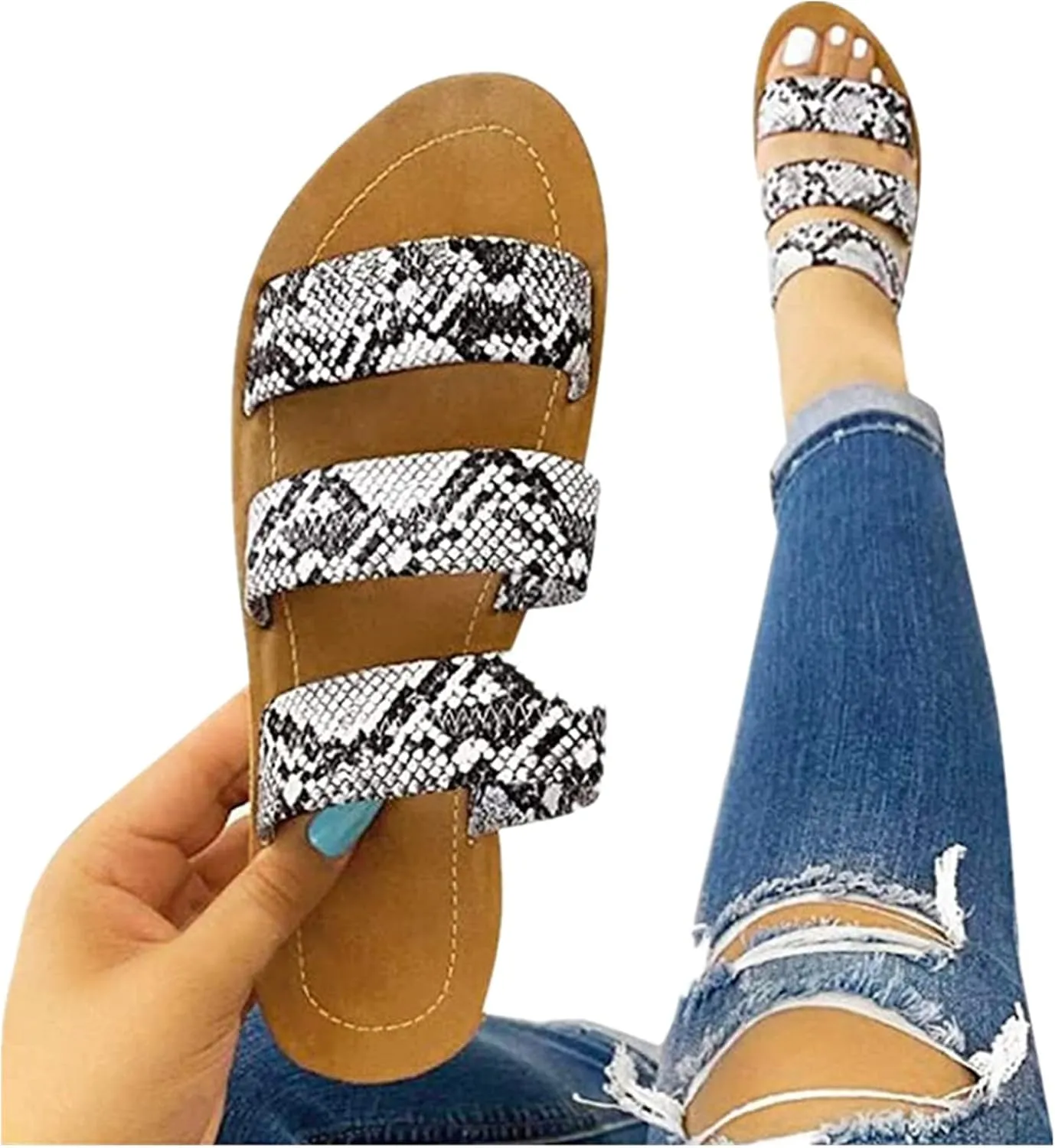 Ladmiple Sandals for Women Flat,Womens 2023 Flats Sandal Flip Flops Open Toe Sandals Beach Summer Travel Shoes Slippers