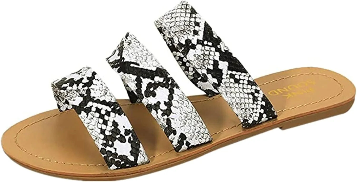Ladmiple Sandals for Women Flat,Womens 2023 Flats Sandal Flip Flops Open Toe Sandals Beach Summer Travel Shoes Slippers