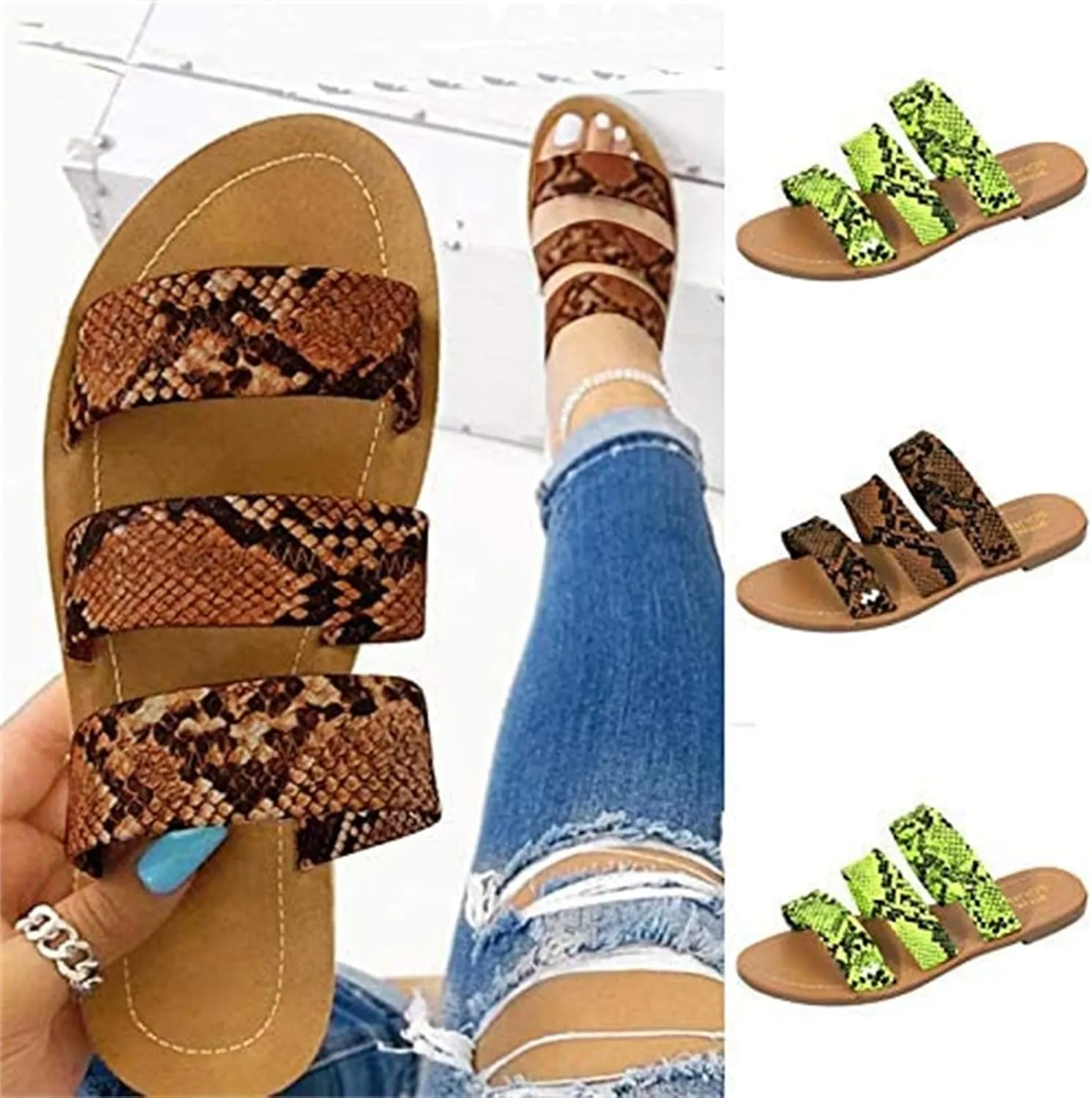 Ladmiple Sandals for Women Flat,Womens Casual Open Toe Flats Sandal Flip-Flops Sandals Beach Summer Travel Shoes Slippers