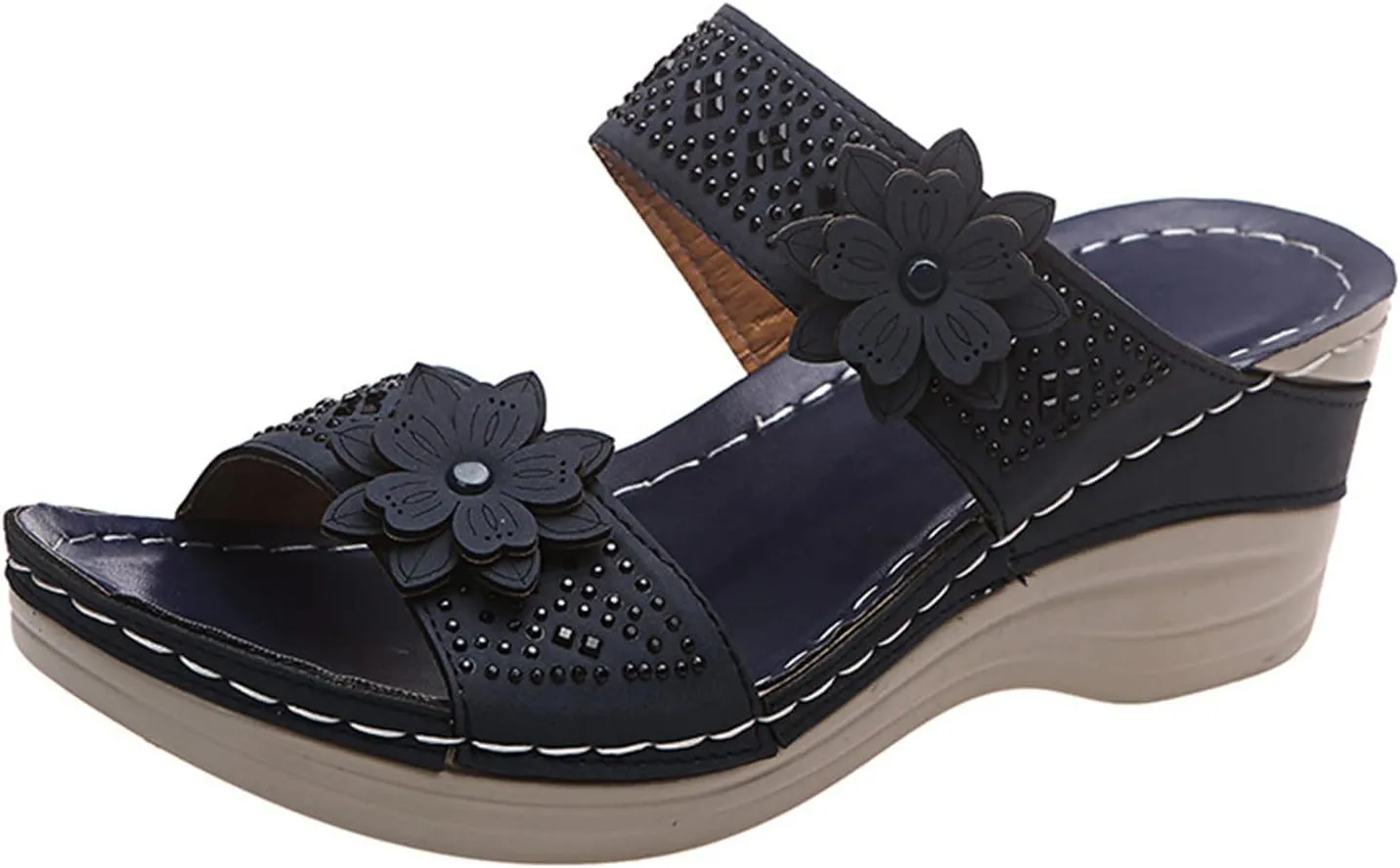 Ladmiple Sandals Women 2023 Fashion Floral Orthopedic Flip Flops Arch Support Comfy Slippers Casual Roman Open Toe Shoes