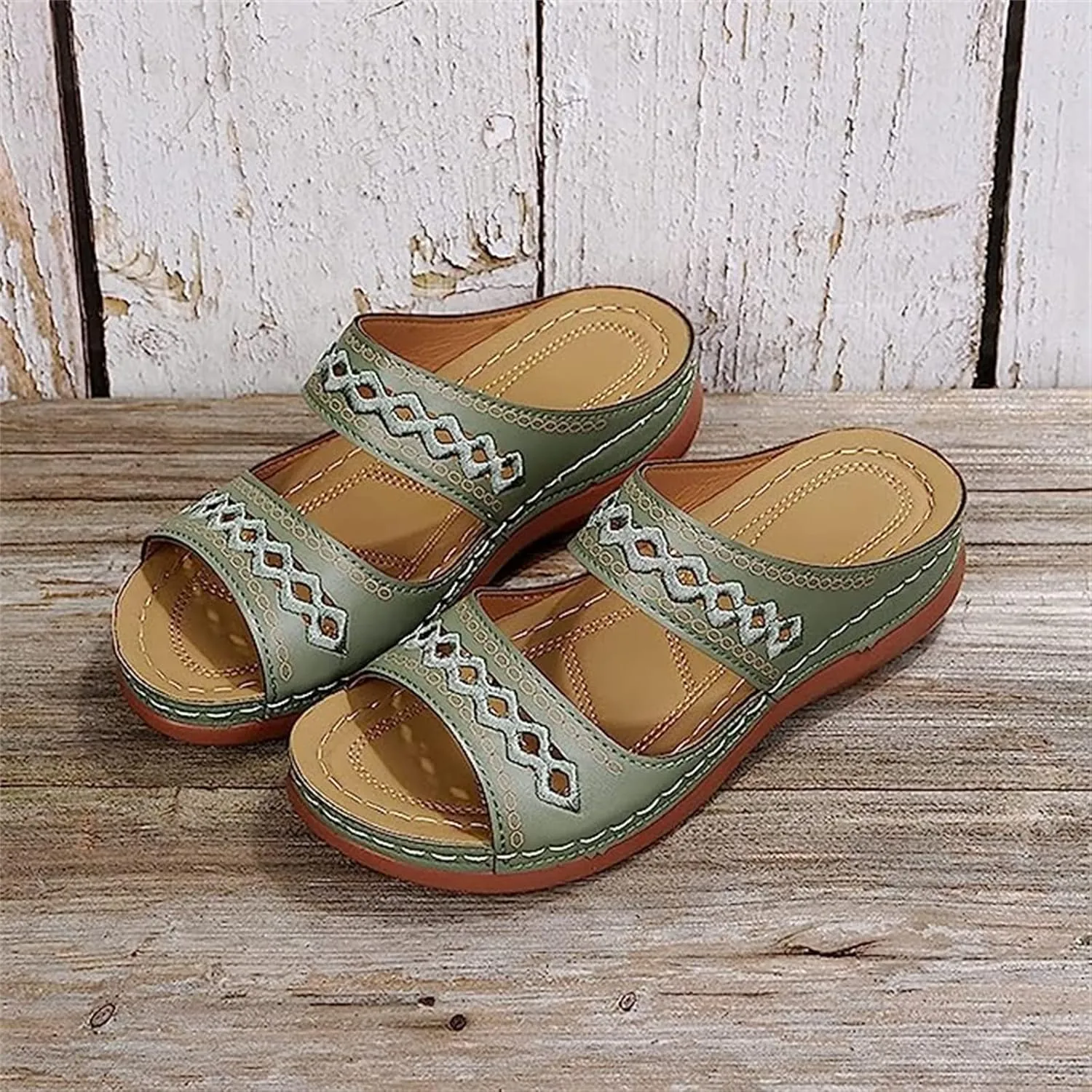 Ladmiple Sandals Women 2023 Fashion Orthopedic Flip Flops Sandals with Arch Support Wedge Slippers Roman Slip On Sandal