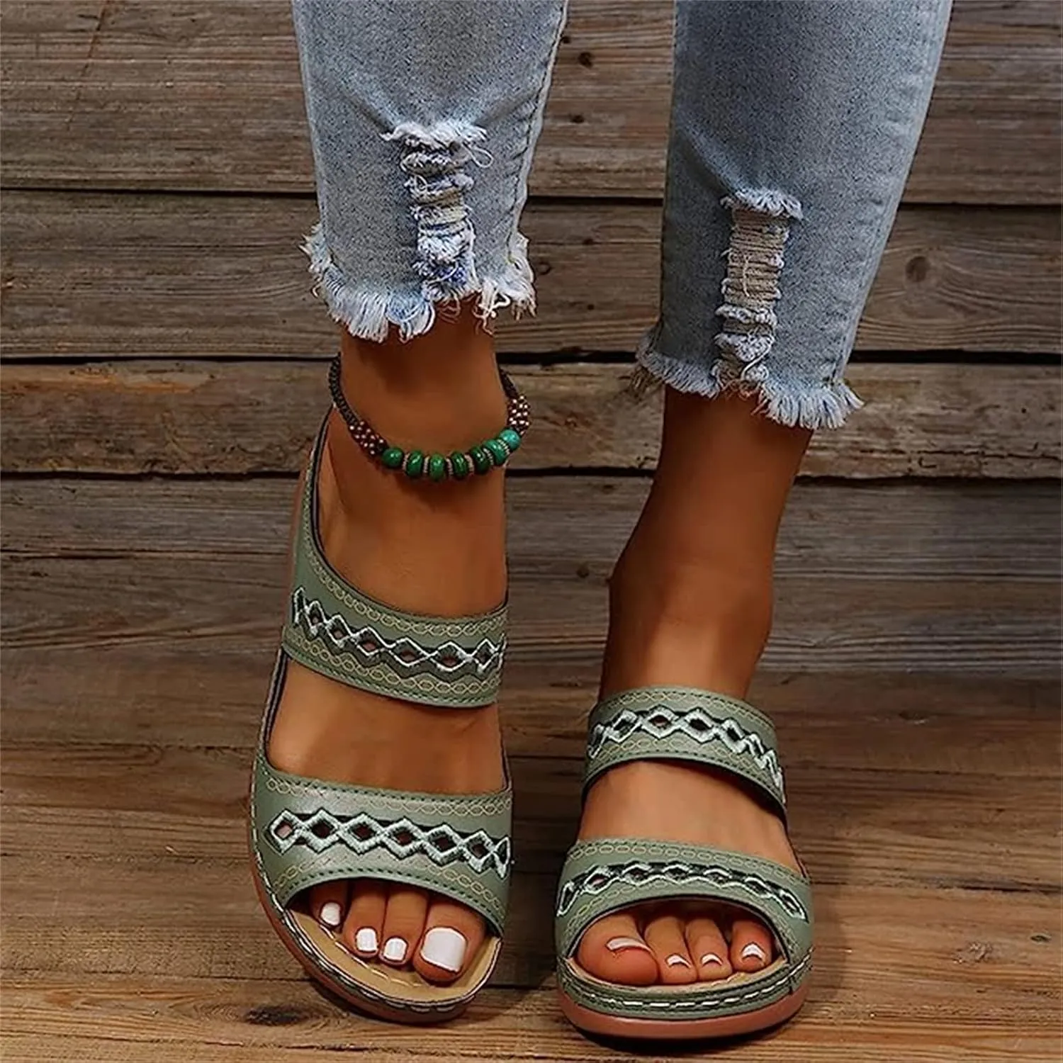 Ladmiple Sandals Women 2023 Fashion Orthopedic Flip Flops Sandals with Arch Support Wedge Slippers Roman Slip On Sandal