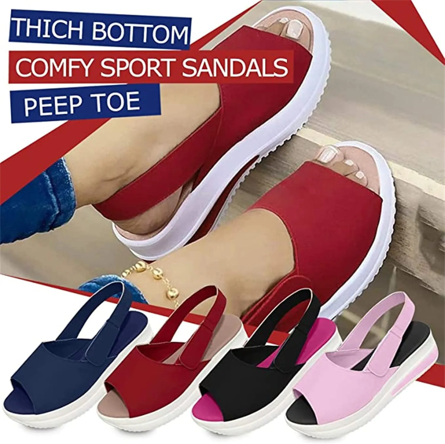 Ladmiple Sandals Women Dressy Summer Fashion Comfy Ring Toe Slip On Sandal Causal Beach Travel Platform Walking Shoes