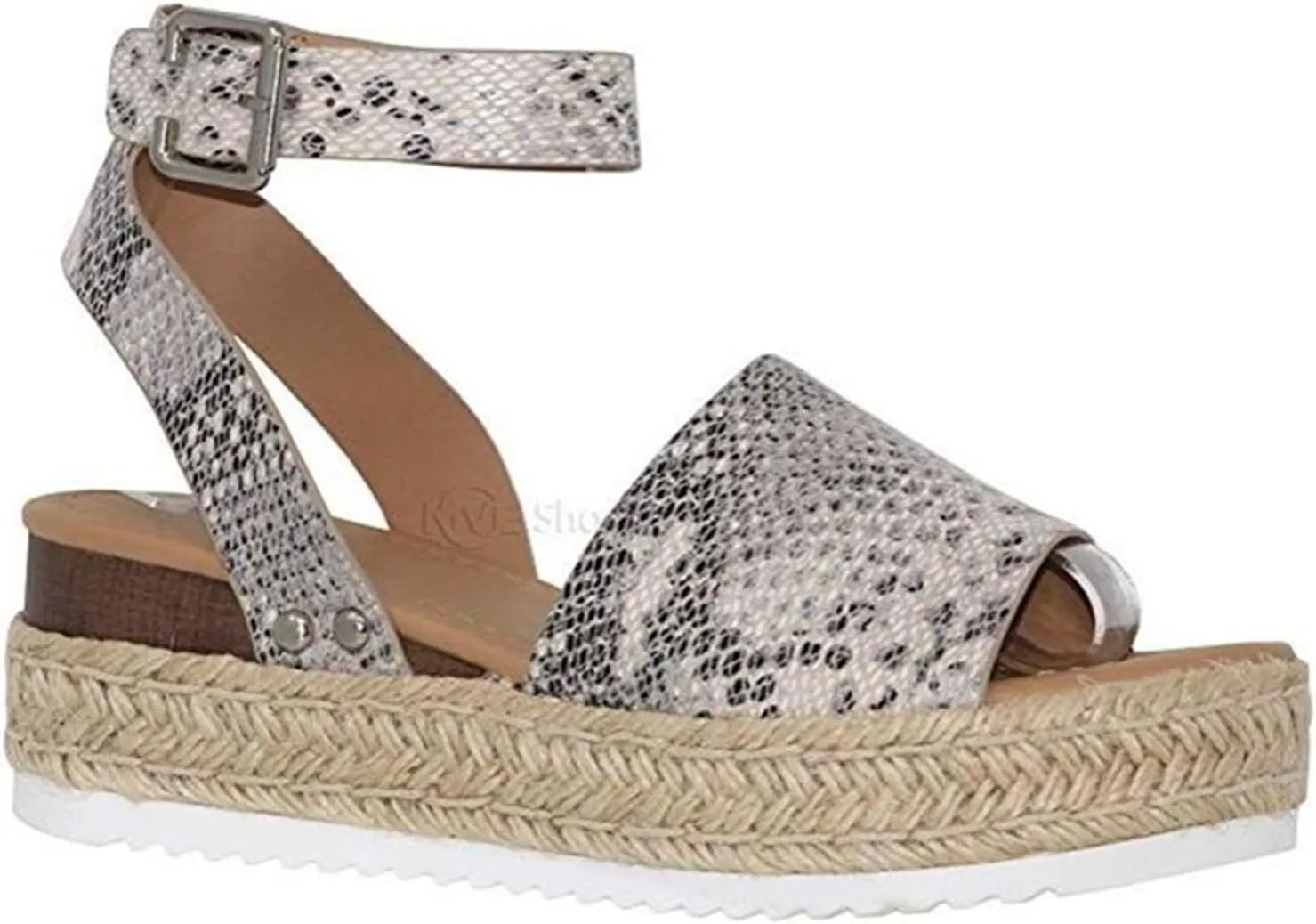 Ladmiple Wedge Sandals for Women Dressy Comfy Slip-On Ankle Buckle Sandals Summer Casual Beach Shoes Open Toe Platform