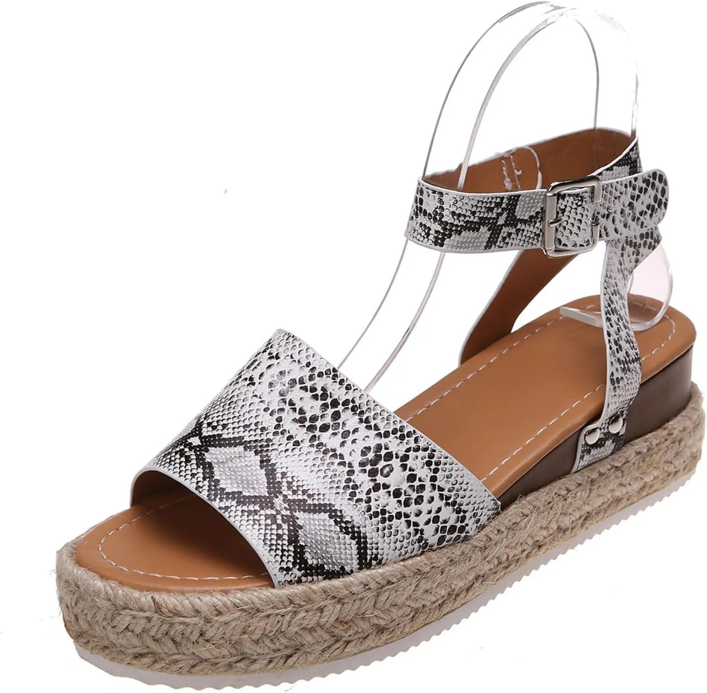 Ladmiple Wedge Sandals for Women Dressy Comfy Slip-On Ankle Buckle Sandals Summer Casual Beach Shoes Open Toe Platform