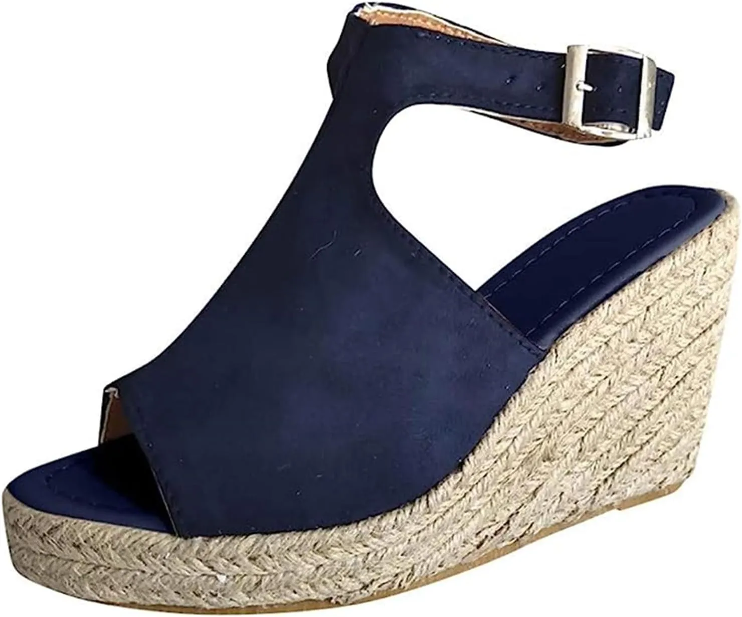 Ladmiple Wedge Sandals for Women,Womens 2023 Summer Comfy Slip-On Sandal Casual Beach Shoes Open Toe Espadrille Platform