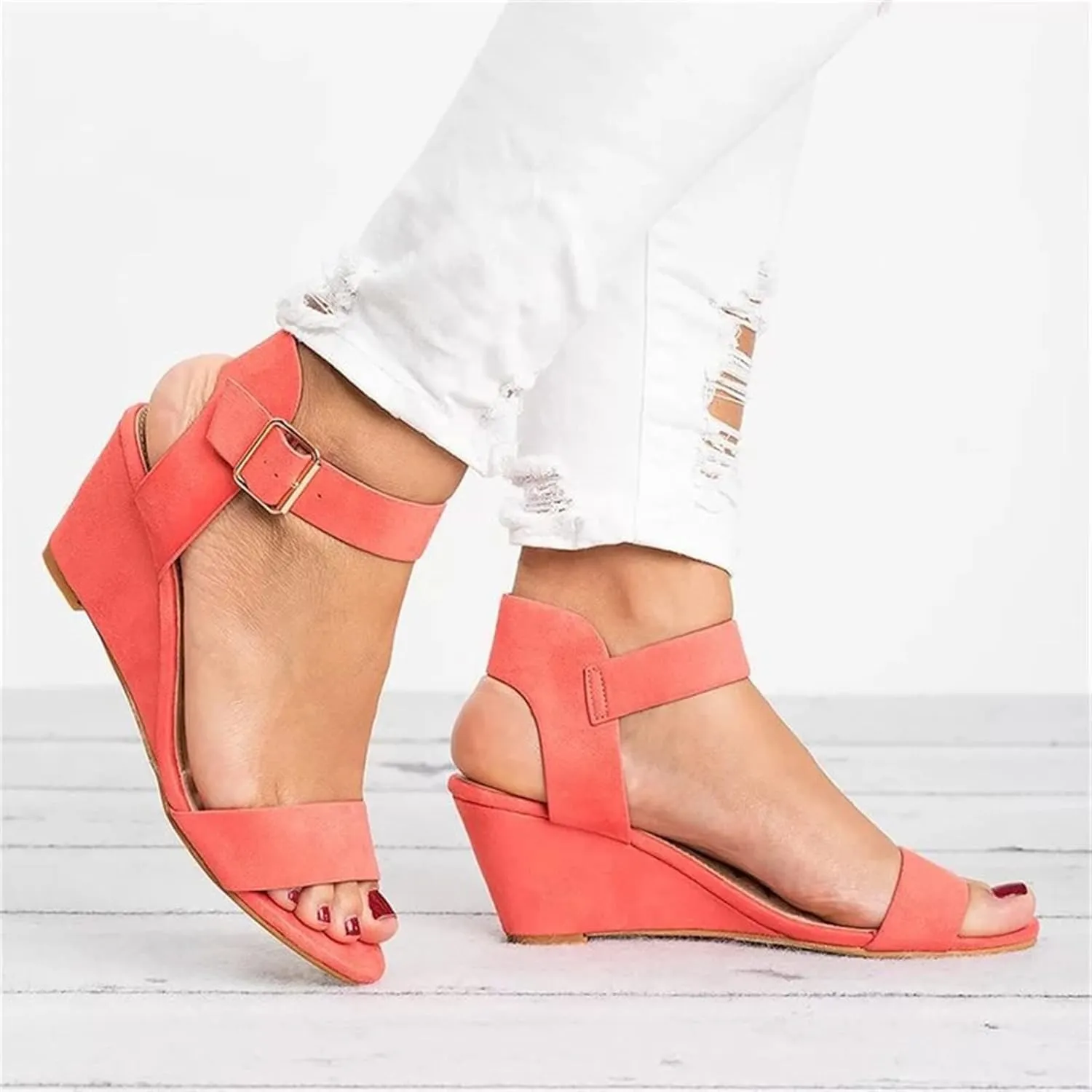 Ladmiple Wedge Sandals for Women,Womens 2023 Summer Comfy Slip-On Sandal Casual Beach Shoes Open Toe Espadrille Platform