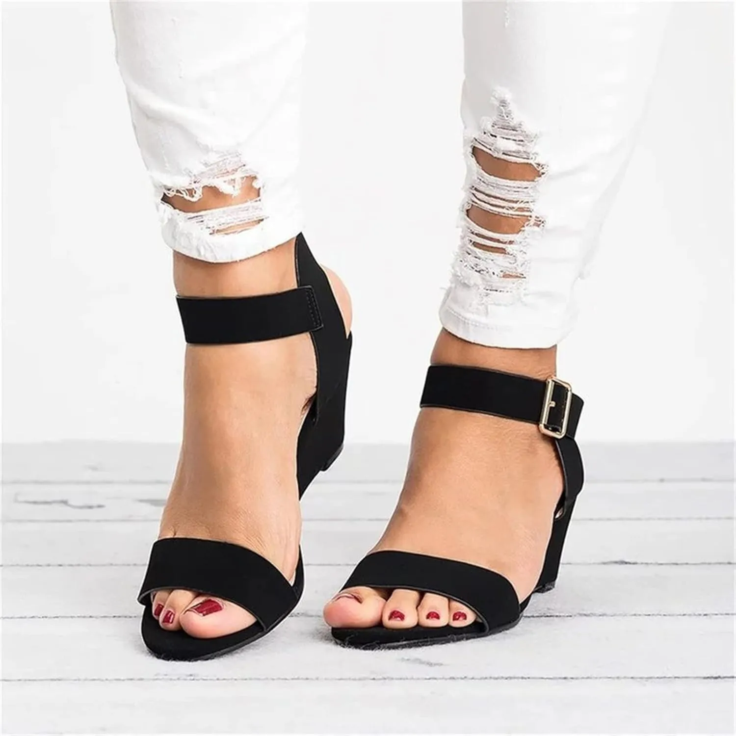Ladmiple Wedge Sandals for Women,Womens 2023 Summer Comfy Slip-On Sandal Casual Beach Shoes Open Toe Espadrille Platform