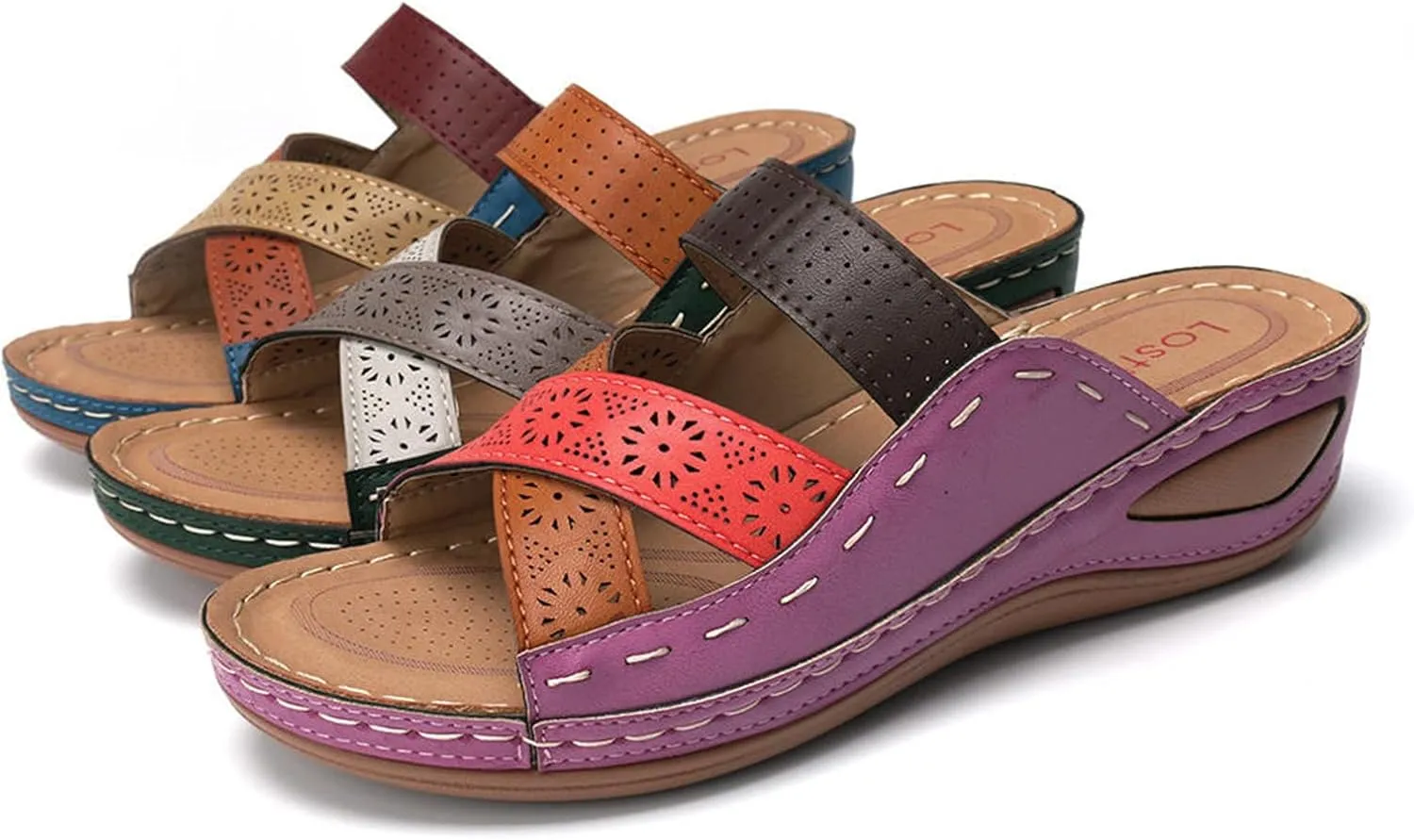 Ladmiple Womens Casual 2023 Fashion Orthopedic Platform Flip Flops with Arch Support Roman Open Toe Slip On Slipper Shoe