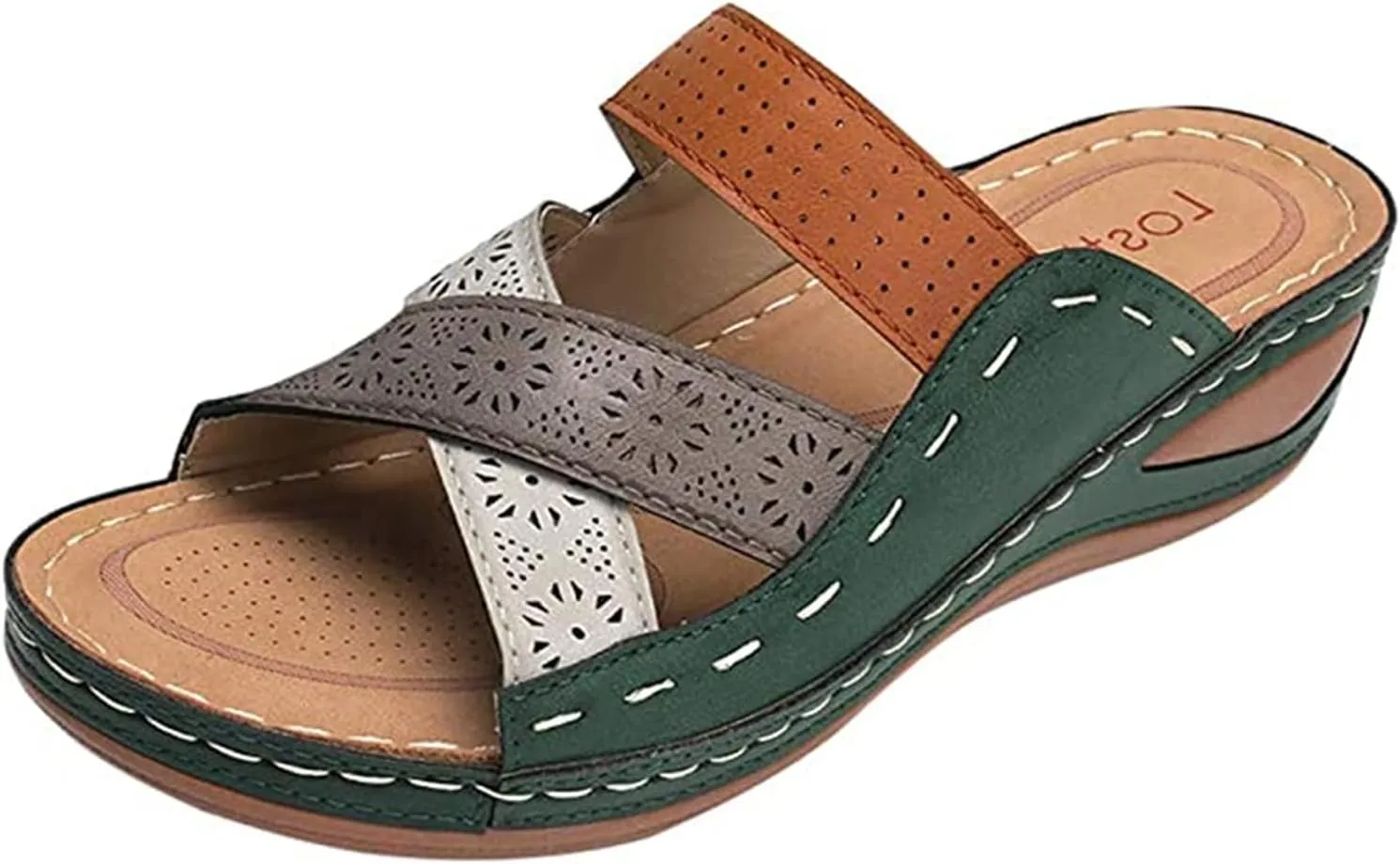 Ladmiple Womens Casual 2023 Fashion Orthopedic Platform Flip Flops with Arch Support Roman Open Toe Slip On Slipper Shoe