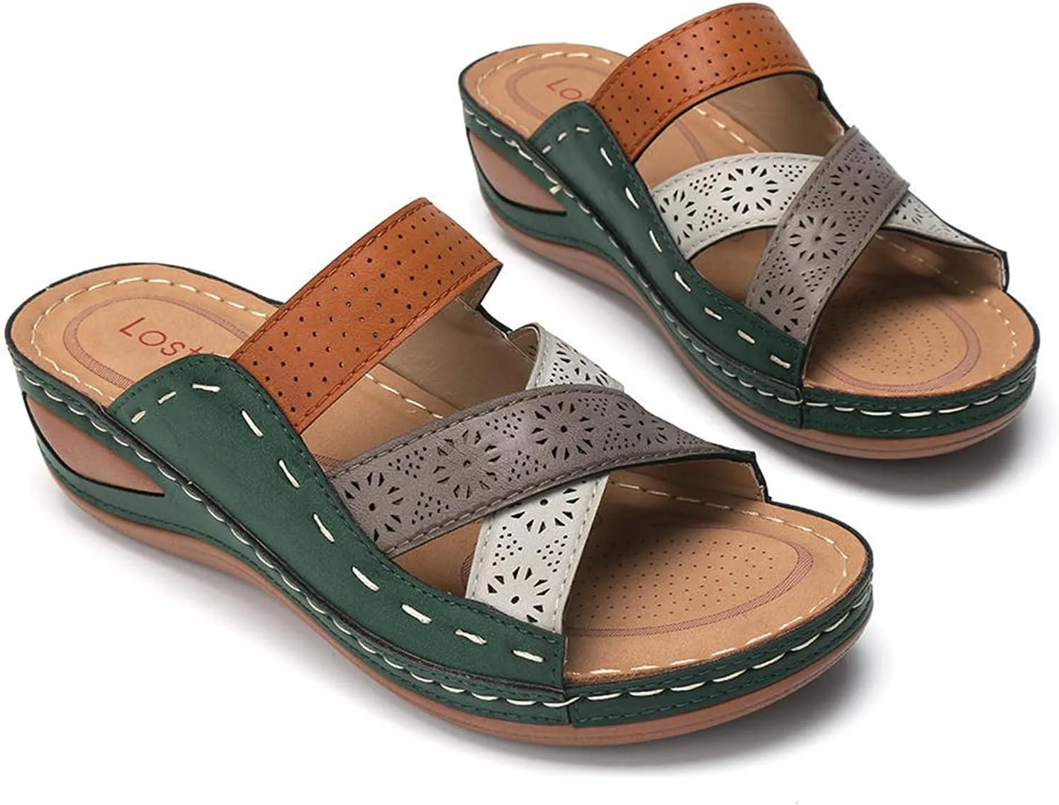 Ladmiple Womens Casual 2023 Fashion Orthopedic Platform Flip Flops with Arch Support Roman Open Toe Slip On Slipper Shoe