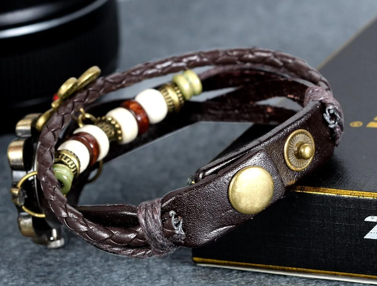 Lancardo Women's Braided Leather Straps Butterfly Charm Bracelet Bangle Watches Quartz Business Casual Wrist Watch Friendship Anniversary