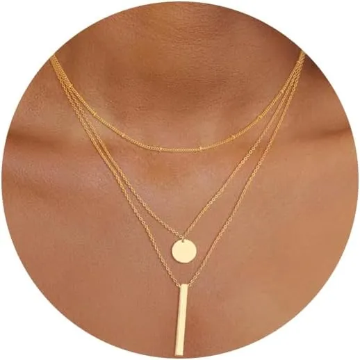 Layered Necklaces for Women Gold Silver Trendy Dainty Boho Stack Summer Simple Jewelry Gift
