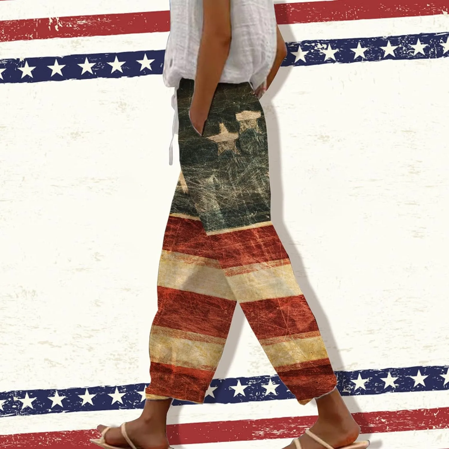 LCMTWX Wide Leg Linen Pants Woman Cotton Linen Elastic Seven Pants Beach Casual Pants Linen Capri Pants 2025 Pants with