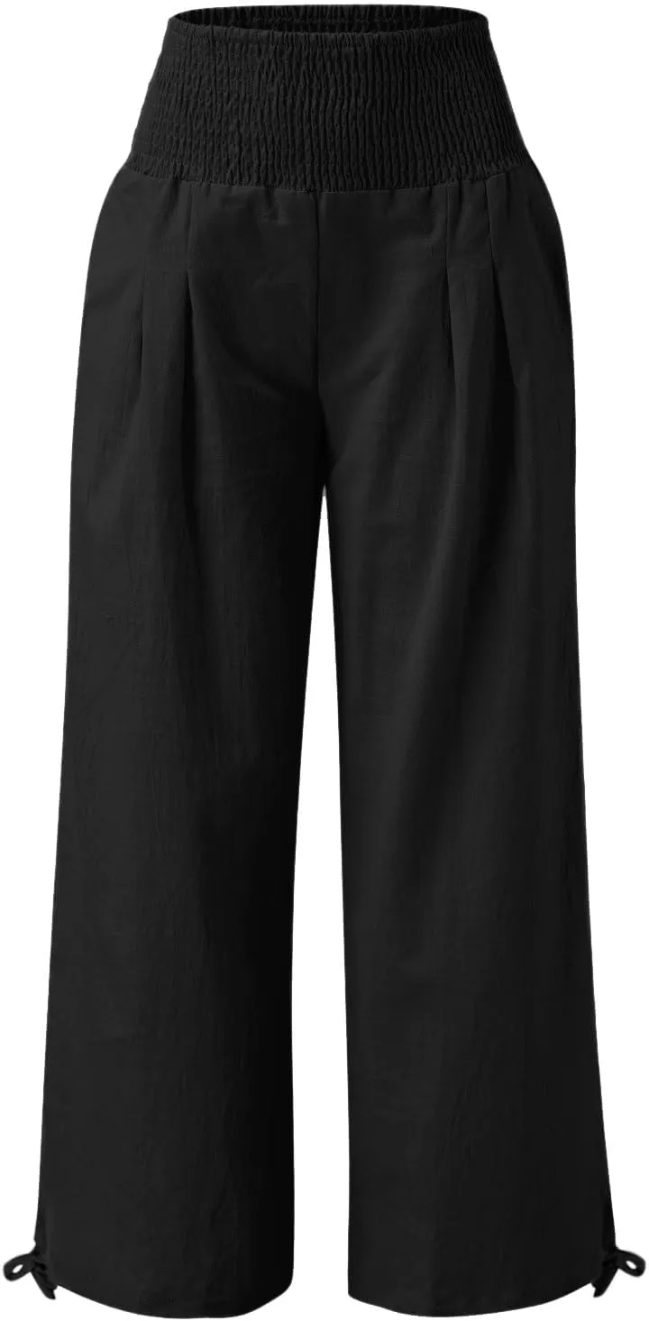 LCMTWX Womens Summer Clothes Color Wide Women Loose High Waist Pants Women's Casual Pants Womens Wide Leg Pants Cotton