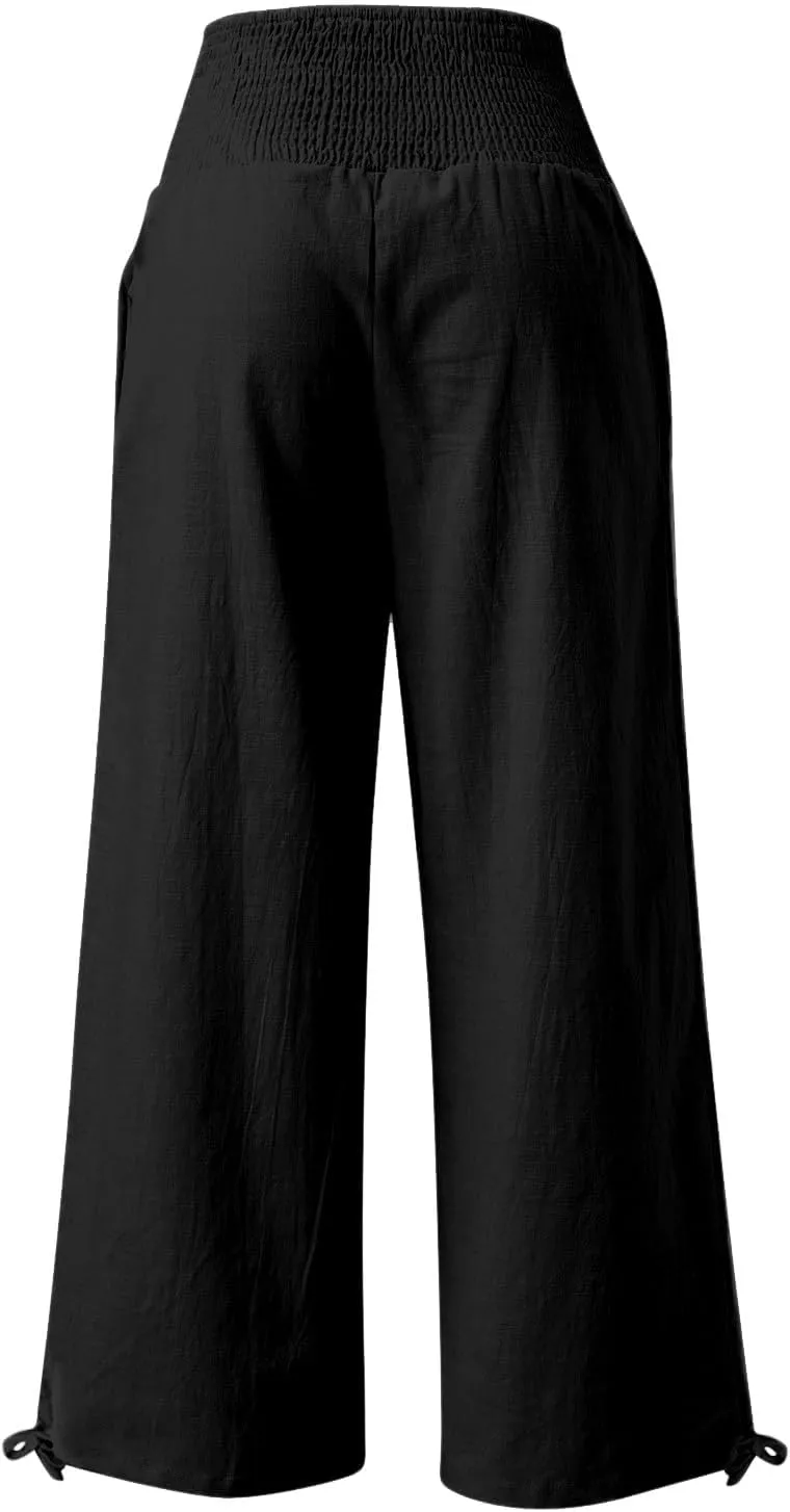 LCMTWX Womens Summer Clothes Color Wide Women Loose High Waist Pants Women's Casual Pants Womens Wide Leg Pants Cotton