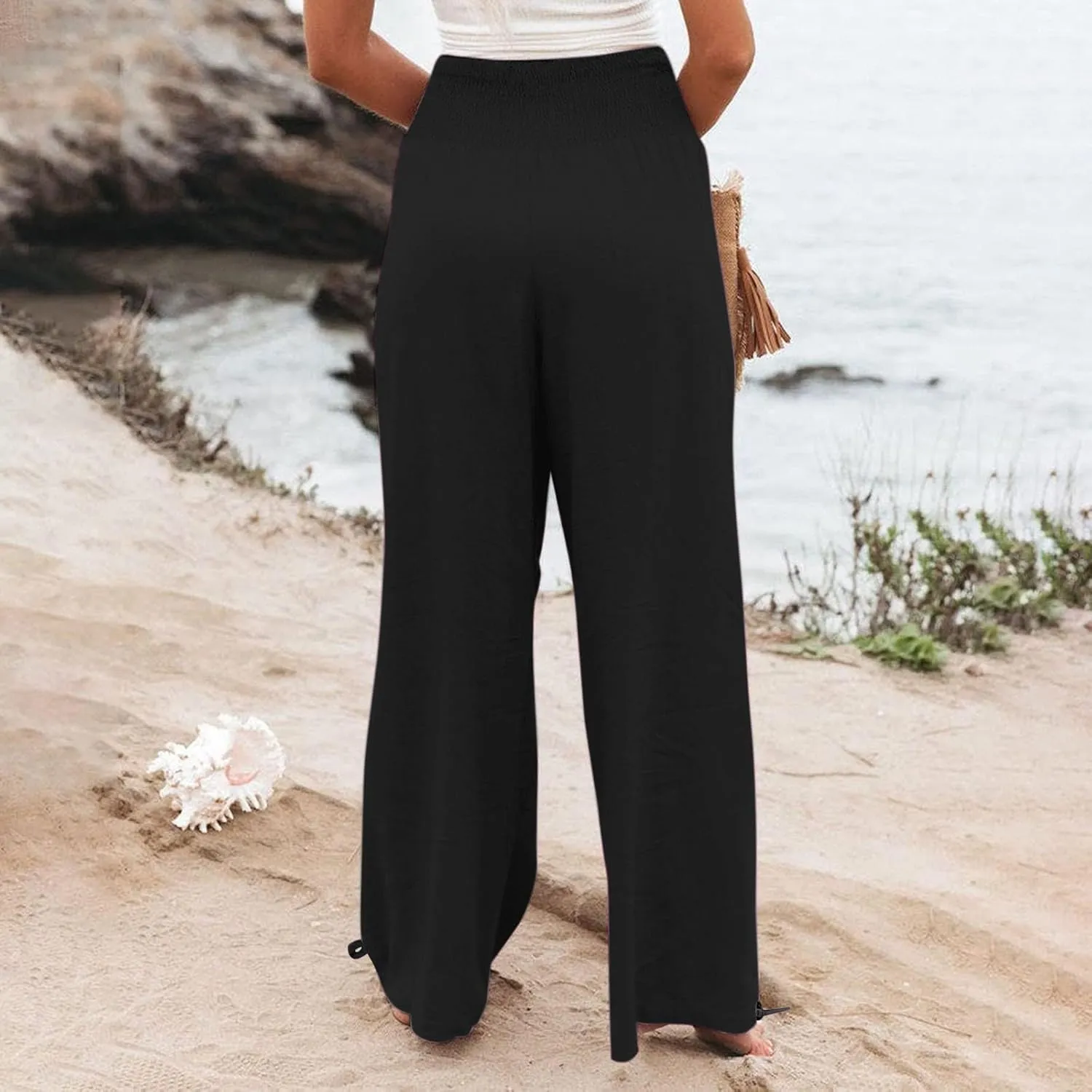 LCMTWX Womens Summer Clothes Color Wide Women Loose High Waist Pants Women's Casual Pants Womens Wide Leg Pants Cotton
